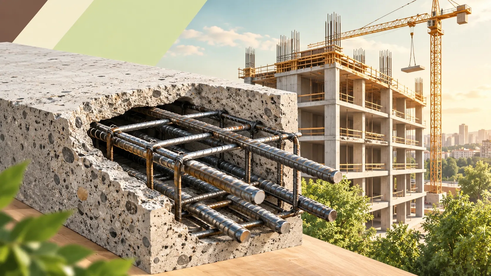 Muncitori toarnă beton armat pe un șantier de construcție